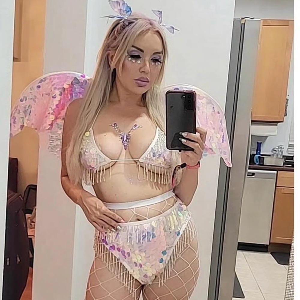 PrettyLittleThing Iridescent Wings and matching bottoms